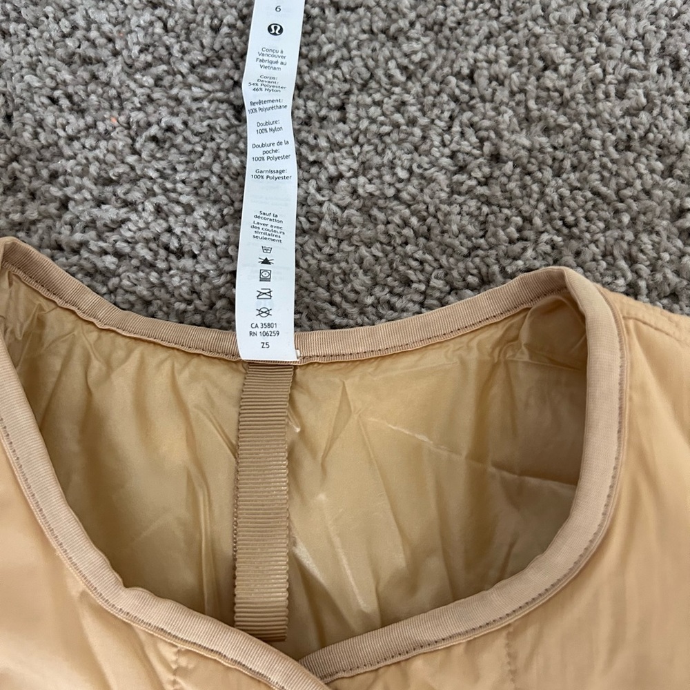 Lululemon Insulated Quilted Long Bomber- Heather Pecan Tan - Picture 5 of 11